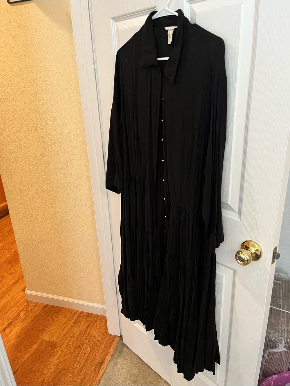 H&M Black Long Button-Front Maxi Dress